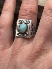 VTG Bell Trading Post Sterling Turquoise Thunderbird Ring - Fred Harvey Era 9.5 - Additional view 4