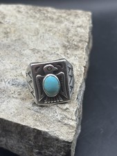 VTG Bell Trading Post Sterling Turquoise Thunderbird Ring - Fred Harvey Era 9.5 - Additional view 8