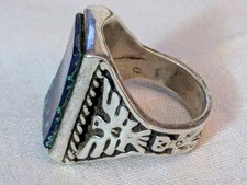 Vtg  MALACHITE AZURITE Fred Harvey SILVER Thunderbird Kachina RING UNISEX  - Additional view 2