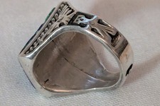 Vtg  MALACHITE AZURITE Fred Harvey SILVER Thunderbird Kachina RING UNISEX  - Additional view 6
