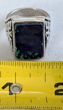 Vtg  MALACHITE AZURITE Fred Harvey SILVER Thunderbird Kachina RING UNISEX  - Additional view 9