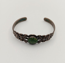 Fred Harvey Era Sterling Silver Navajo Green Turquoise Arrows Cuff Bracelet - Additional view 2