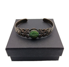 Fred Harvey Era Sterling Silver Navajo Green Turquoise Arrows Cuff Bracelet