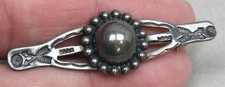 FRED HARVEY Era Navajo Hand Stamped Sterling Silver Domed Bar Brooch Pin