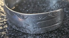 Antique Fred Harvey era Native American-style Silver Cuff Stamped Coin Bracelet - Additional view 4