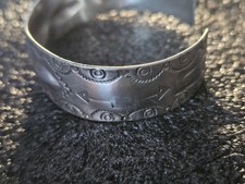 Antique Fred Harvey era Native American-style Silver Cuff Stamped Coin Bracelet - Additional view 8