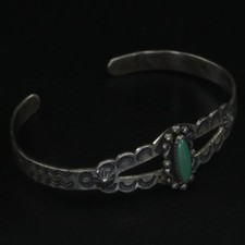 VTG Sterling Silver - NAVAJO Fred Harvey Turquoise Stamped 5