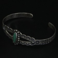 VTG Sterling Silver - NAVAJO Fred Harvey Turquoise Stamped 5