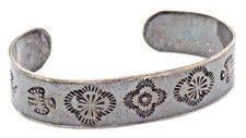 Fred Harvey Era Hand Stamped Thunderbird Whirling Logs Sterling Silver Bracelet - Additional view 1