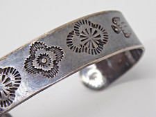 Fred Harvey Era Hand Stamped Thunderbird Whirling Logs Sterling Silver Bracelet - Additional view 3