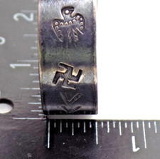 Fred Harvey Era Hand Stamped Thunderbird Whirling Logs Sterling Silver Bracelet - Additional view 5