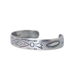 Vintage Sterling Silver 925 Navajo Fred Harvey Era Arrows Bracelet Cuff 1930s - Additional view 1