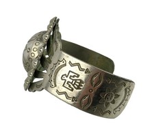 Vtg Fred Harvey Era Navajo Domed Thunderbird Morning Stars Cuff Bracelet - Additional view 5
