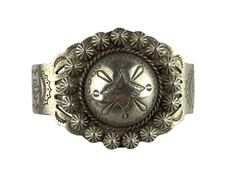 Vtg Fred Harvey Era Navajo Domed Thunderbird Morning Stars Cuff Bracelet - Additional view 7