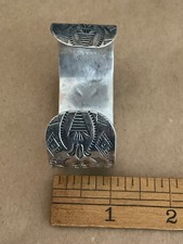 Vtg Hand Stamped WIDE NAVAJO CUFF sterling 36.3g Thunderbird Fred Harvey estate - Additional view 10