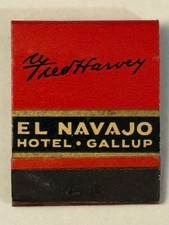 El Navajo Hotel Full Matchbook Gallup New Mexico Fred Harvey Hotels NM Vintage