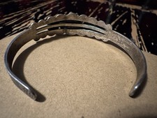 Antique Old Pawn Fred Harvey Era Sterling Silver Turquoise Cuff Bracelet Arrows - Additional view 3