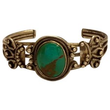 1930s Fred Harvey Era Royston Turquoise Sterling Silver Cuff Bracelet - Additional view 4