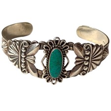 Fred Harvey Era Navajo kingman Turquoise Bracelet Sterling Silver - Additional view 2
