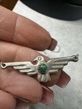 18 Vintage Fred Harvey Era Navajo Thunderbird Necklace Sterling Silver Turquoise - Additional view 2