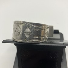 Vtg Fred Harvey era cuff bracelet, 1900 To 1940s, Nickel Silver Stamped, Navajo - Additional view 1