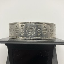 Vtg Fred Harvey era cuff bracelet, 1900 To 1940s, Nickel Silver Stamped, Navajo