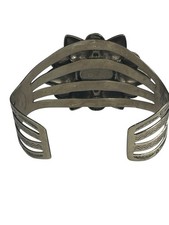 FRED HARVEY ERA BELL TRADING POST Nickel Silver Faux Turquoise Flower Cuff 31.9g - Additional view 2