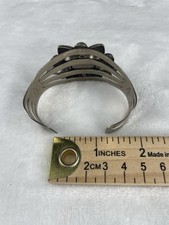 FRED HARVEY ERA BELL TRADING POST Nickel Silver Faux Turquoise Flower Cuff 31.9g - Additional view 16