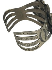 FRED HARVEY ERA BELL TRADING POST Nickel Silver Faux Turquoise Flower Cuff 31.9g - Additional view 3