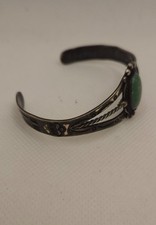 Native American green Turquoise  Sterling Cuff Bracelet  bell trading post  - Additional view 5