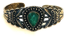 Native Navajo MAISELS Turquoise STERLING Bracelet-Fred Harvey Era 1930's VTG-25g - Additional view 2