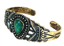 Native Navajo MAISELS Turquoise STERLING Bracelet-Fred Harvey Era 1930's VTG-25g - Additional view 3