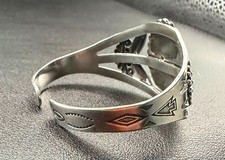 Fred Harvey Era Navajo Sterling Silver Turquoise Arrow Cuff Bracelet 22.8g Stamp - Additional view 1