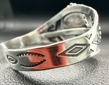 Fred Harvey Era Navajo Sterling Silver Turquoise Arrow Cuff Bracelet 22.8g Stamp - Additional view 4