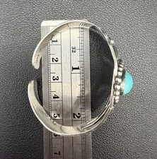 Fred Harvey Era Navajo Sterling Silver Turquoise Arrow Cuff Bracelet 22.8g Stamp - Additional view 7