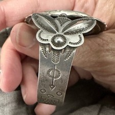 Fred Harvey Era NAVAJO Bell Trading turquoise Sterling Silver Bracelet 6.25-6.5” - Additional view 1