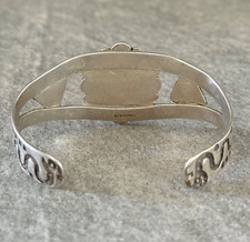Vintage FRED HARVEY ERA Navajo Turquoise ARROWHEAD BIRDS SNAKE Sterling Bracelet - Additional view 5