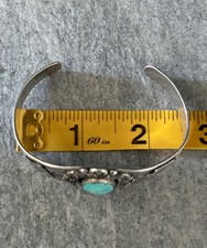 Vintage FRED HARVEY ERA Navajo Turquoise ARROWHEAD BIRDS SNAKE Sterling Bracelet - Additional view 8