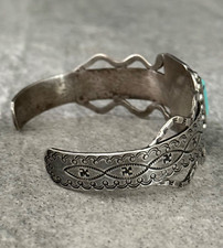 FRED HARVEY ERA  Navajo Turquoise RATTLESNAKE WHIRLING LOG Sterling Bracelet-LRG - Additional view 9