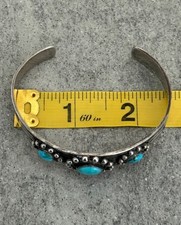 Vintage Fred Harvey Era Navajo Turquoise Dome SUN Sterling Bracelet 6.75 in - Additional view 9