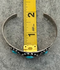 Vintage Fred Harvey Era Navajo Turquoise Dome SUN Sterling Bracelet 6.75 in - Additional view 10