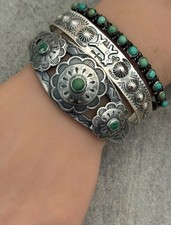 Vintage FRED HARVEY ERA Navajo DOG HORSE BIRDS Sterling Silver Bracelet 7 in - Additional view 4