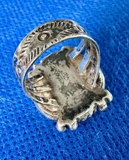 Fred Harvey Era Southwest  Sterling Silver & Oval Green Turquoise Ring  Sz 5.75 - Additional view 8
