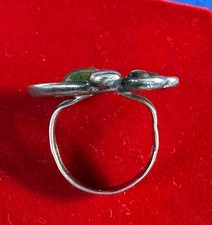 Fred Harvey Era Ornate Greasy Green Turquoise & Sterling Ring  5.75 - Additional view 5