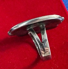 Fred Harvey Era Ornate Greasy Green Turquoise & Sterling Ring  5.75 - Additional view 6