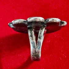 Fred Harvey Era Ornate Greasy Green Turquoise & Sterling Ring  5.75 - Additional view 7