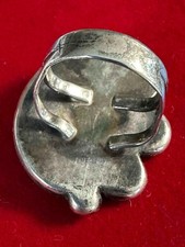 Fred Harvey Era Ornate Greasy Green Turquoise & Sterling Ring  5.75 - Additional view 9