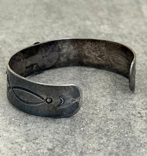 OLD FRED HARVEY ERA Navajo THUNDERBIRD silver Bracelet 27.5g 6.9 in - Additional view 9