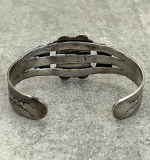 Old Fred Harvey Era 30's Navajo SQUARE Turquoise INGOT silver Bracelet 6.6 in - Additional view 7