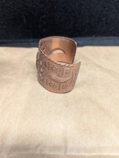 Copper Cuff Bracelet Fred Harvey Era Thunderbird Native American Symbol Wide Vtg - Additional view 1